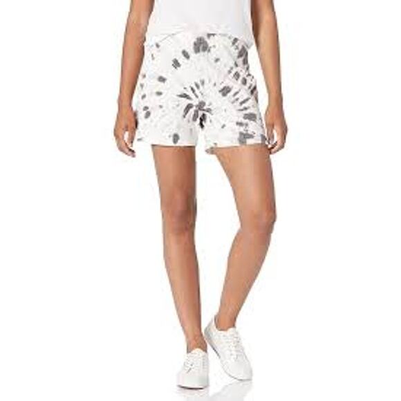 MONROW KALEIDOSCOPE Tie Dye Pull On Gym Casual Shorts XS XSmall NEW Cream - Picture 2 of 4